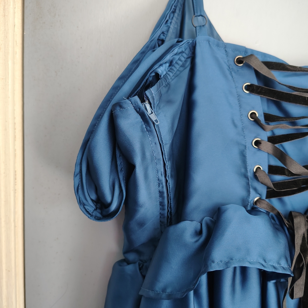 Hot Topic Deep Blue Satin Dress - Picture 6 of 6